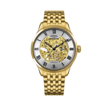 Rotary gents skeleton automatic watch.
