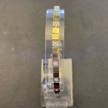 9ct yellow gold pre-loved diamond set bracelet.