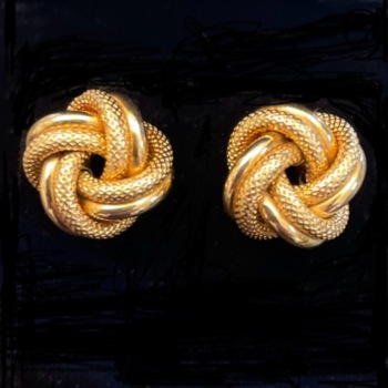 9ct yellow gold pre-loved large knot earrings.